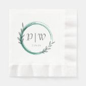 Serviette En Papier Emerald Green Simple Wreath Mariage (Devant)