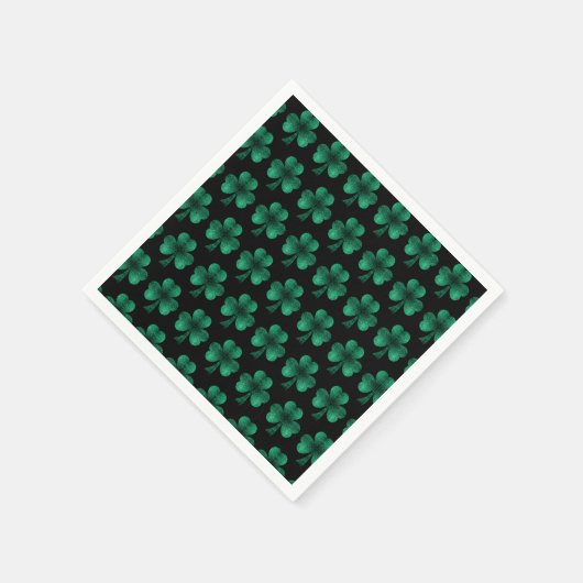 Serviette En Papier Emerald Green Sparkles Shamrock motif noir (Coin)