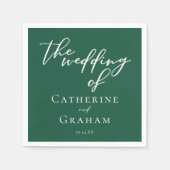 Serviette En Papier Emerald Green Typographie Mariage forestier (Devant)