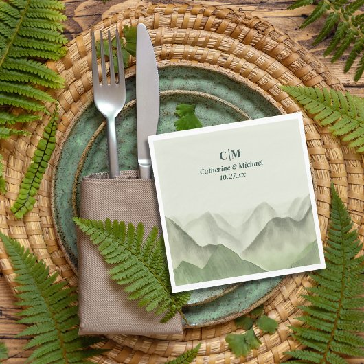 Serviette En Papier Emerald Greenery Mountain Mist Rustic Mariage