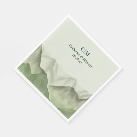 Serviette En Papier Emerald Greenery Mountain Mist Rustic Mariage (Coin)