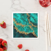 Serviette En Papier Emerald Jade Gold Splatter Abstrait (En situation)