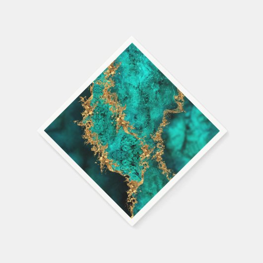 Serviette En Papier Emerald Jade Gold Splatter Abstrait (Coin)