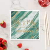 Serviette En Papier Emerald Jade Green en marbre peint en or Mariage (En situation)