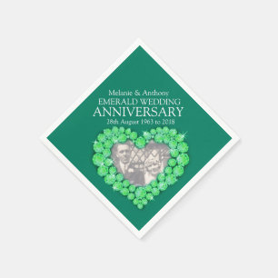 Serviette En Papier Emerald Mariage photo du coeur et nom serviettes