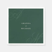 Serviette En Papier Emerald Modern Edge Élégant Mariage Monogramme (Devant)