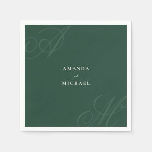 Serviette En Papier Emerald Modern Edge Élégant Mariage Monogramme