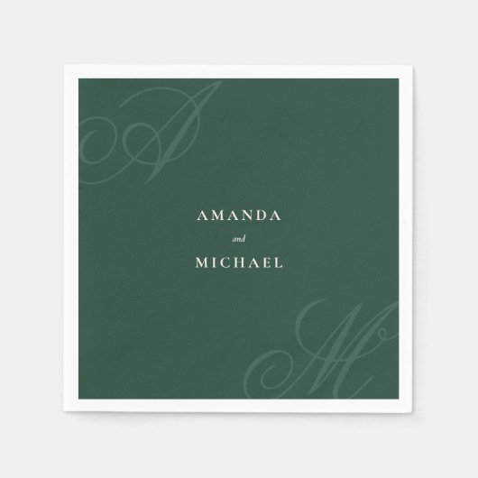 Serviette En Papier Emerald Modern Edge Élégant Mariage Monogramme (Devant)