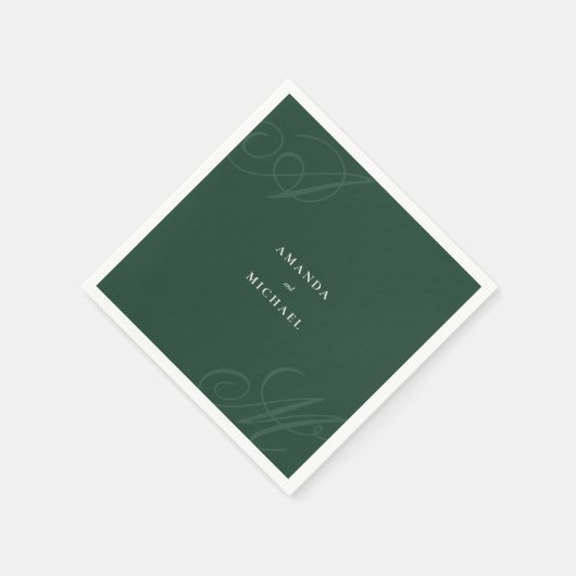 Serviette En Papier Emerald Modern Edge Élégant Mariage Monogramme (Coin)