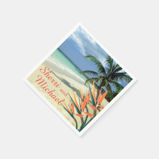 Serviette En Papier EMERALD WATERS Plage tropicale Mariage (Coin)