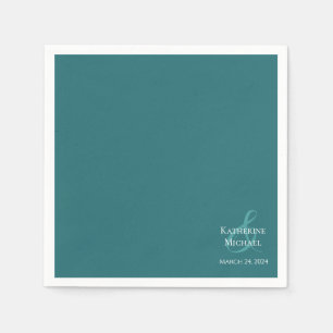 Serviette En Papier Émeraude moderne Vert-Mariage