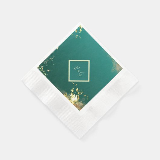 Serviette En Papier émeraude or vert bijou mariage (Coin)