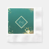 Serviette En Papier émeraude or vert bijou mariage (Devant)