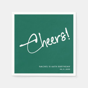 Serviette En Papier Émeraude verte minimaliste Livre de fête d'anniver