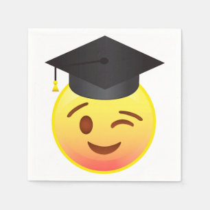 Serviette En Papier Emoji clignotant heureux font face à des