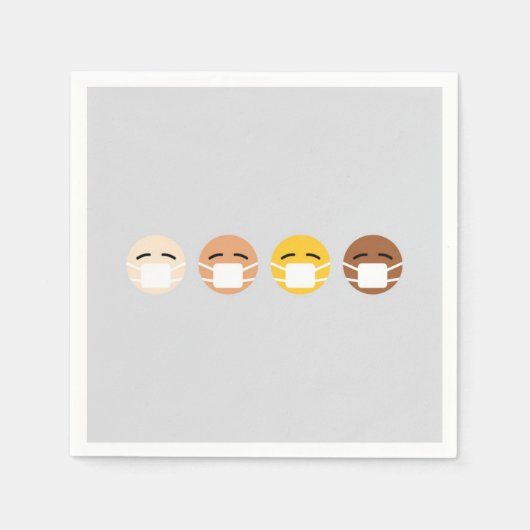 Serviette En Papier Emoji Masqué Visages Masque Haut COVID (Devant)