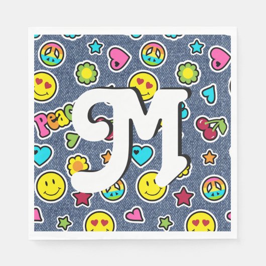 Serviette En Papier Emoji Smile Denim Girl Anniversaire Party Napkins (Devant)