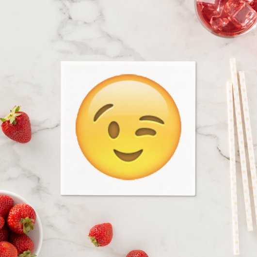 Serviette En Papier Emoji - Winking (En situation)