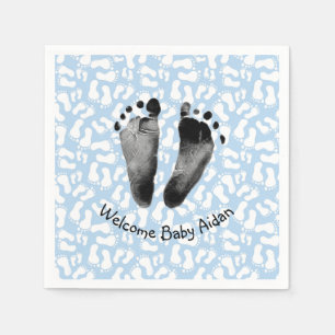 Serviette En Papier Empreinte bébé garçon sur bleu