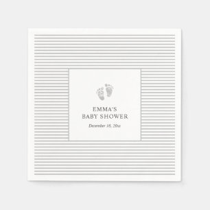 Serviette En Papier Empreinte Bébé Gris Gris Gris Grille Napkin   BABY