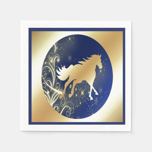 Serviette En Papier Empreinte De Cheval D'Or Avec Serviettes Bleues Fo (Devant)