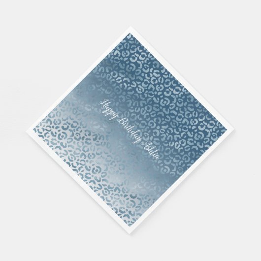 Serviette En Papier Empreinte de léopard Aqua Blue Navy Ombre (Coin)