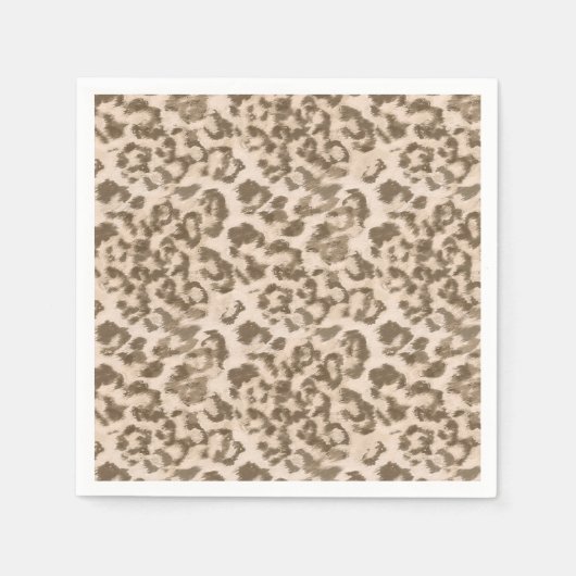 Serviette En Papier Empreinte de léopard beige. (Devant)