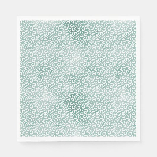 Serviette En Papier Empreinte de léopard blanc à la menthe (Devant)