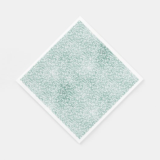 Serviette En Papier Empreinte de léopard blanc à la menthe (Coin)
