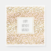 Serviette En Papier Empreinte de léopard blanc rose or (Devant)