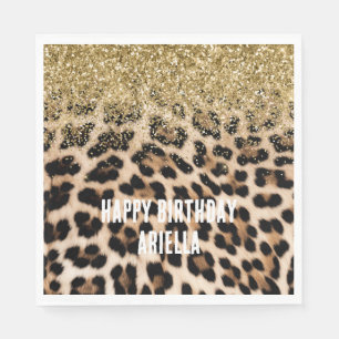 Serviette En Papier Empreinte de léopard de crème glam Gold Parties sc