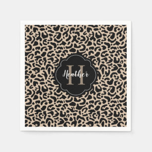 Serviette En Papier Empreinte de léopard de monogramme
