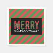 Serviette En Papier Empreinte de léopard de Noël moderne Red Green Str (Devant)