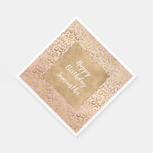 Serviette En Papier Empreinte de léopard étincelant rose or Glitz (Coin)