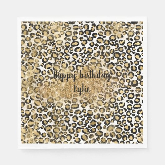 Serviette En Papier Empreinte de léopard Gold Parties scintillant Spar (Devant)