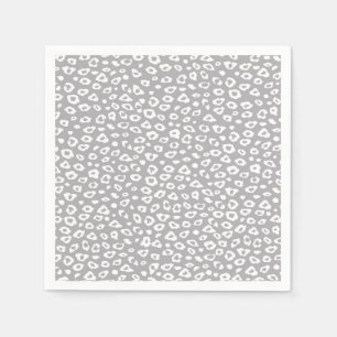 Serviette En Papier Empreinte de léopard gris et blanc