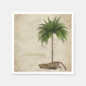 Serviette En Papier Empreinte de léopard Motif Elegant Palm Personnel (Devant)