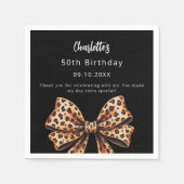 Serviette En Papier Empreinte de léopard noir Bow Anniversaire (Devant)
