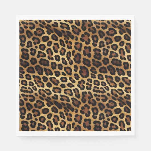 Serviette En Papier Empreinte de léopard noir Brown or (Devant)
