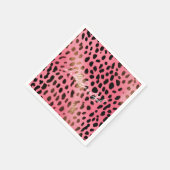 Serviette En Papier Empreinte de léopard noir rose Abstrait (Coin)