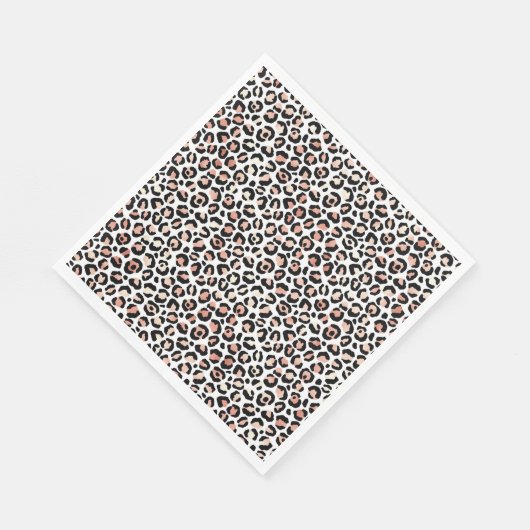 Serviette En Papier Empreinte de léopard noir rose vif (Coin)