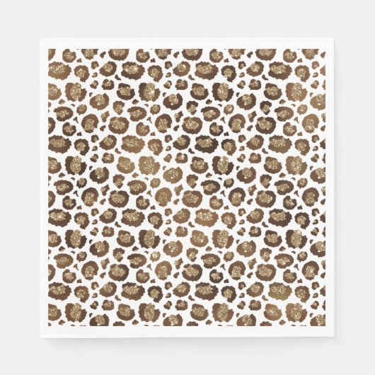 Serviette En Papier Empreinte de léopard Parties scintillant or (Devant)