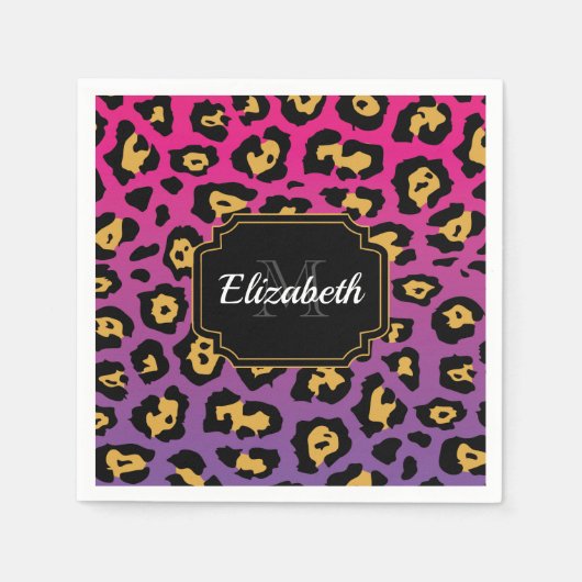 Serviette En Papier Empreinte de léopard pourpre (Devant)