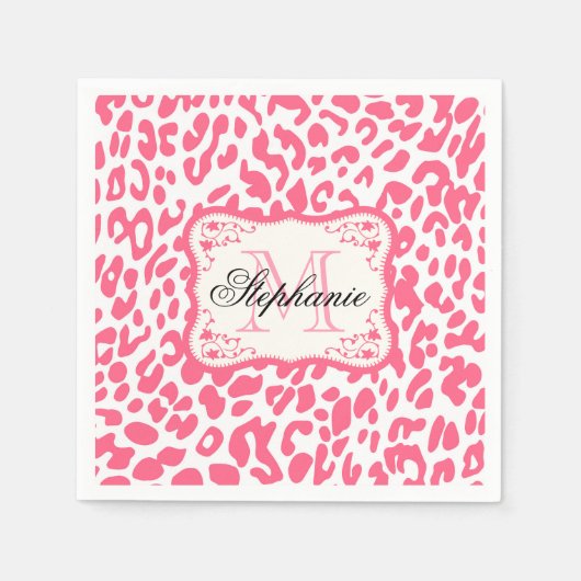 Serviette En Papier Empreinte de léopard rose (Devant)