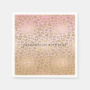 Serviette En Papier Empreinte de léopard rose d'or d'Ombre