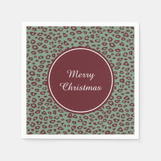 Serviette En Papier Empreinte de léopard rouge vert (Devant)