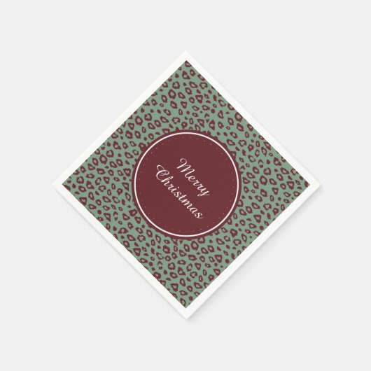 Serviette En Papier Empreinte de léopard rouge vert (Coin)