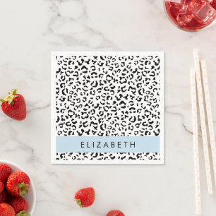 Serviette En Papier Empreinte de léopard, Spots, Noir Et Blanc, Votre