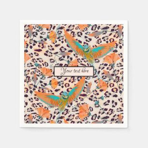 Serviette En Papier Empreinte de léopard tendance, oiseaux de Paradis,