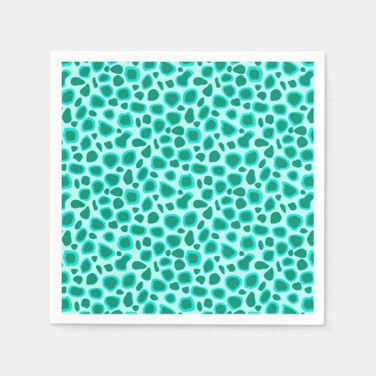 Serviette En Papier Empreinte de léopard - Turquoise et Aqua (Devant)